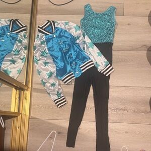 Revolution Teal and Black Kids Dance Costume